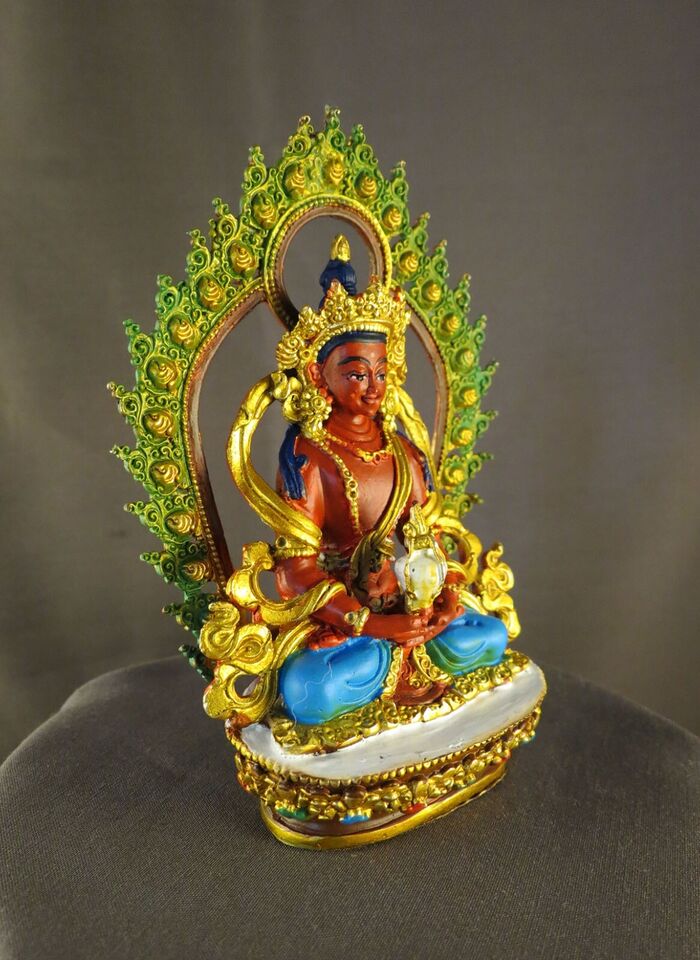 Tibetan Buddhism Goddess Aparmita Amitayus Copper Hand Paint Statue Figure Nepal