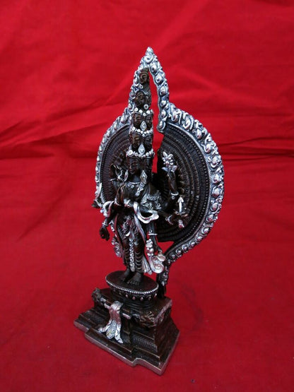 Buddhism Thousand Arms Sahasrabhuja Lokeshwor Avalokitesvara Copper Statue Figure Nepal