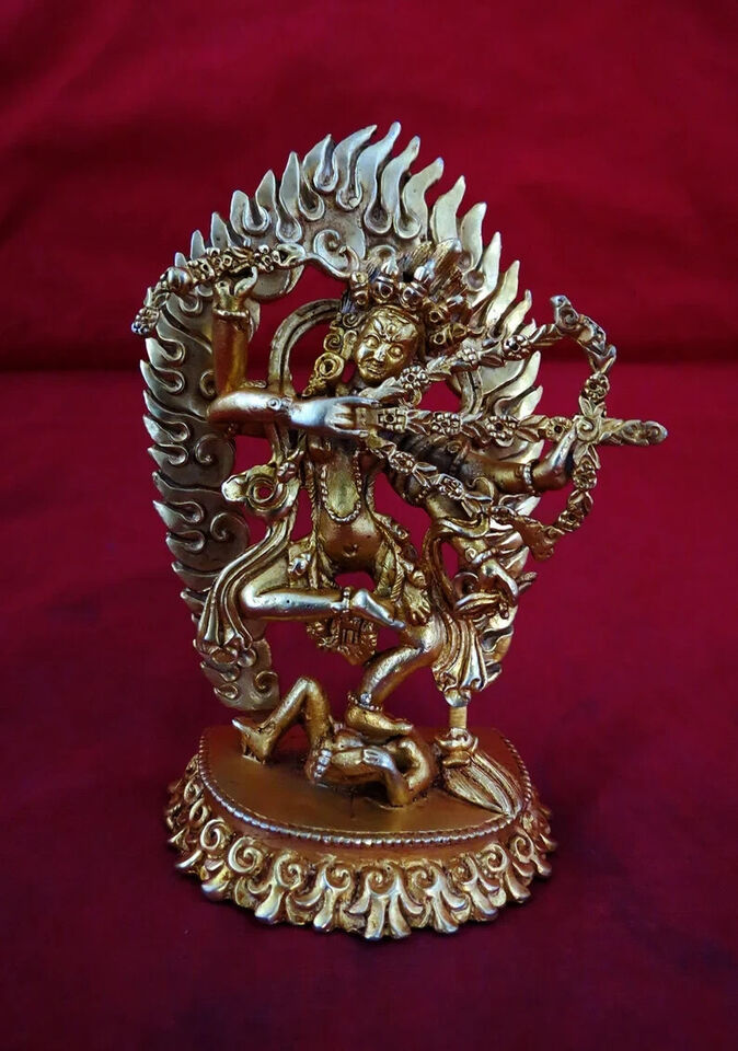 Tibetan Buddhism Set of 5 Yogini Dakini Gold Plated Fine Copper Statue Figure Nepal