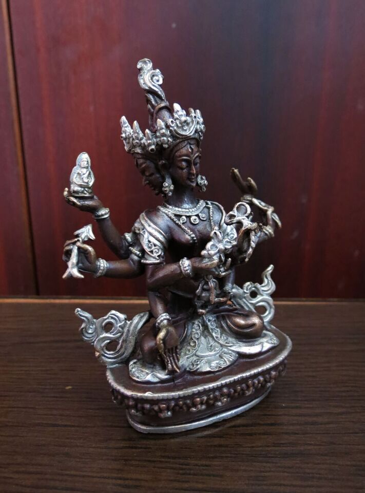 Tibetan Buddhism Lord Namgyal Ushnishavijaya Silver Oxide Copper Statue Figure Nepal free