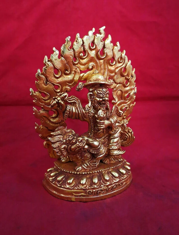 Tibetan Buddhism Set of Rahula Ekajati Lakpa Copper Gold Plated Statue Figure Nepal