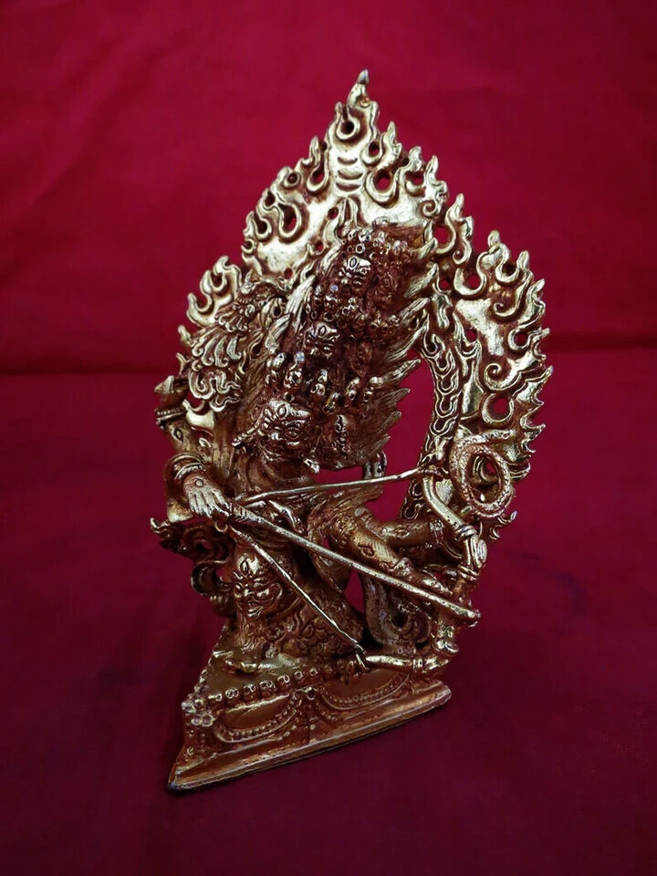 Tibetan Buddhism Set of Rahula Ekajati Lakpa Copper Gold Plated Statue Figure Nepal