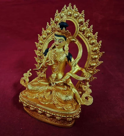 Tibetan Buddhism Lord Vajrasattva Gold Paint Face Copper Gold Plated Statue Figure Nepal