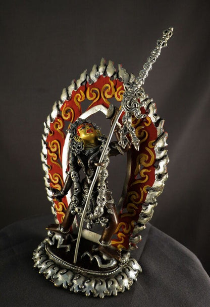 Tibetan Buddhism Gold Face Vajrayogini Dakini Dorje Neljorma Silver Oxide 6" Copper Statue Figure Nepal