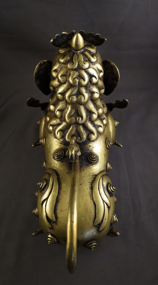 Tibetan Pair of Lion Feng Shui Lions Foo Fu Dog Guardian Singha Brass Figure Sculpture Statue free