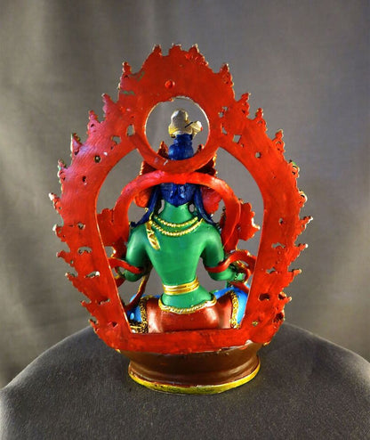 Tibetan Buddhism Goddess Green Tara Rupa Copper Hand Paint Statue Figure Nepal